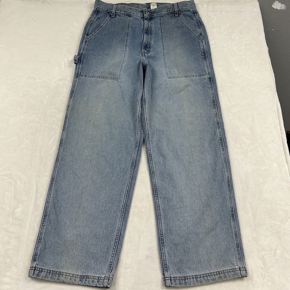 Levi's Carpenter Jeans Mens 38x32 Light Wash Wide Leg Utility Workwear Denim